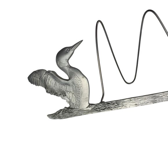 Vintage Amos Pewter Canada Loons Picture Card Postcard Holder Bird Decor 1992 - Picture 2 of 6